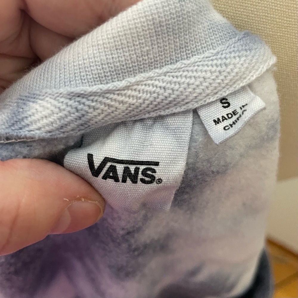 Vans Tie-Dyed Long Sleeve Sweatshirt- Blue and White- Small - Picture 7 of 7